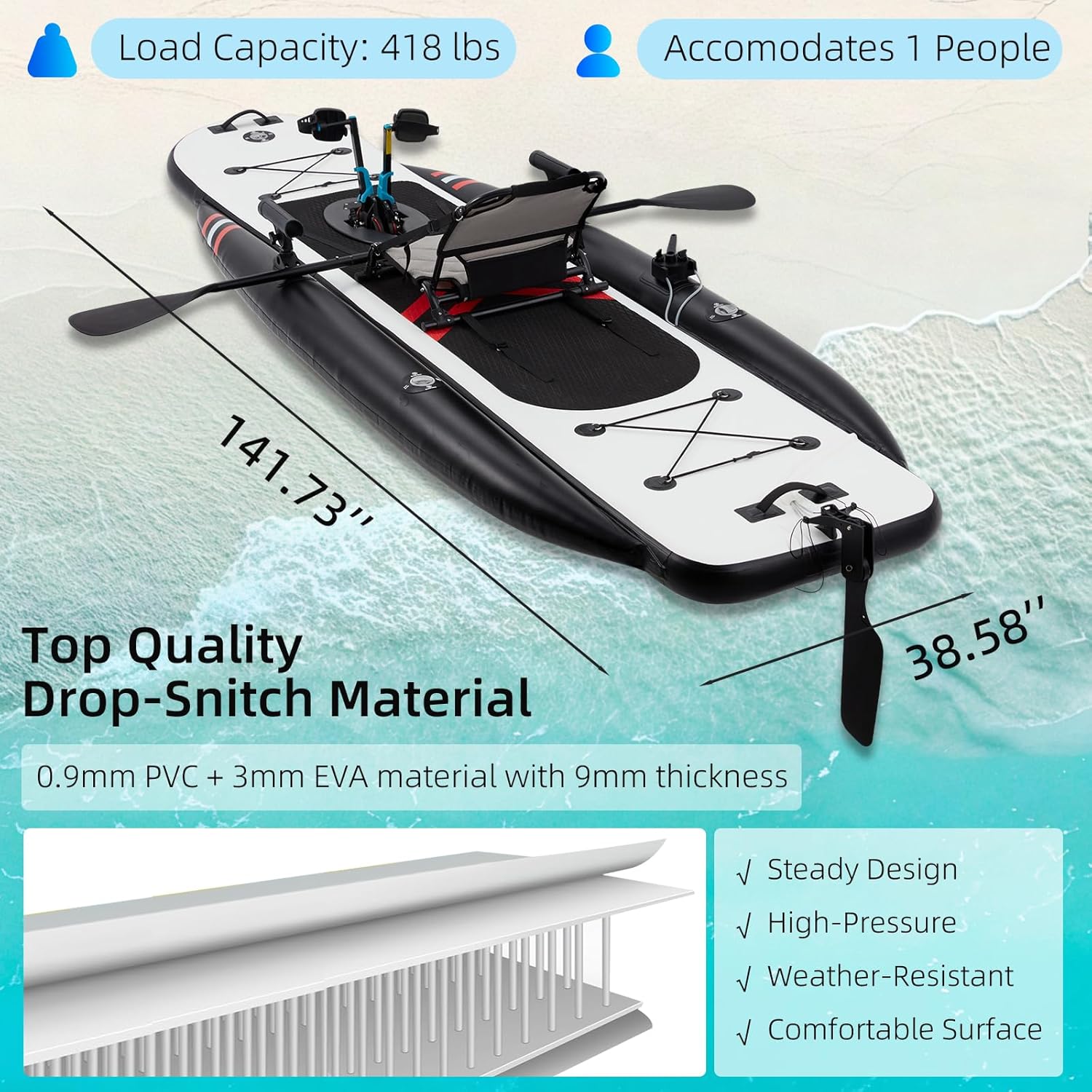 Надувная рыбацкая байдарка из  – обзор и цена Fishing Kayak Pedal Drive