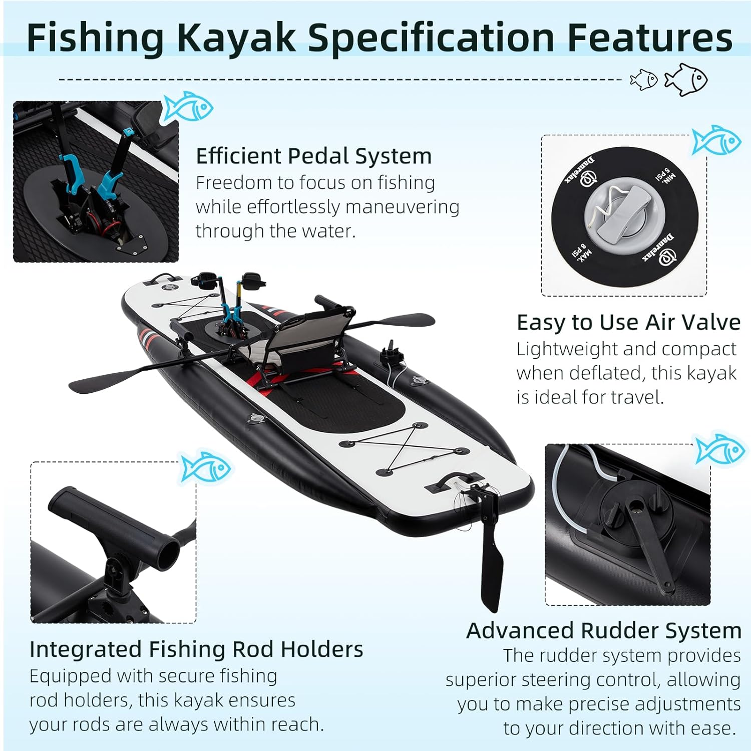 Надувная рыбацкая байдарка из  – обзор и цена Fishing Kayak Pedal Drive